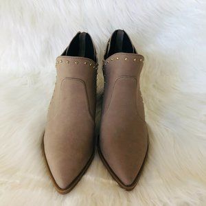 NWOB Mix No. 6 Tan and Gold Stud Embellished Booties 8M